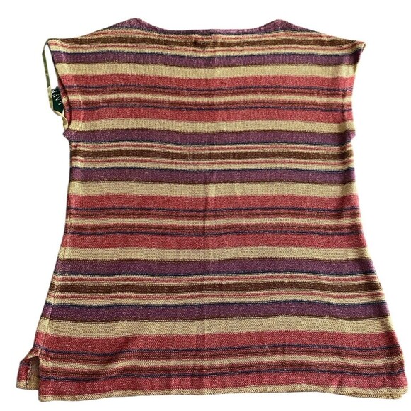 Lauren Ralph Lauren Women’s XL Striped Knit Sleeveless Sweater Tan Multi NWT - Picture 2 of 5